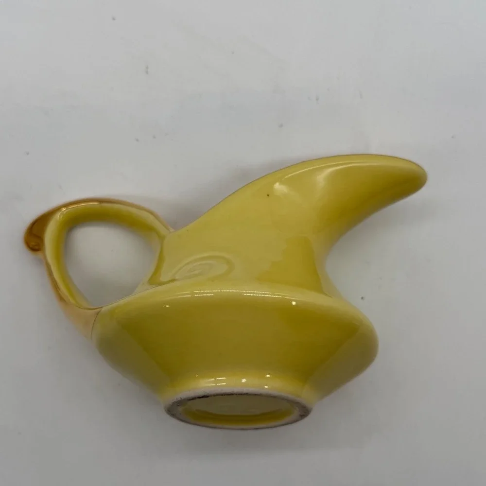 Vintage Yellow Creamer‎ Pitcher Set Gold Trim Decorative Porcelain